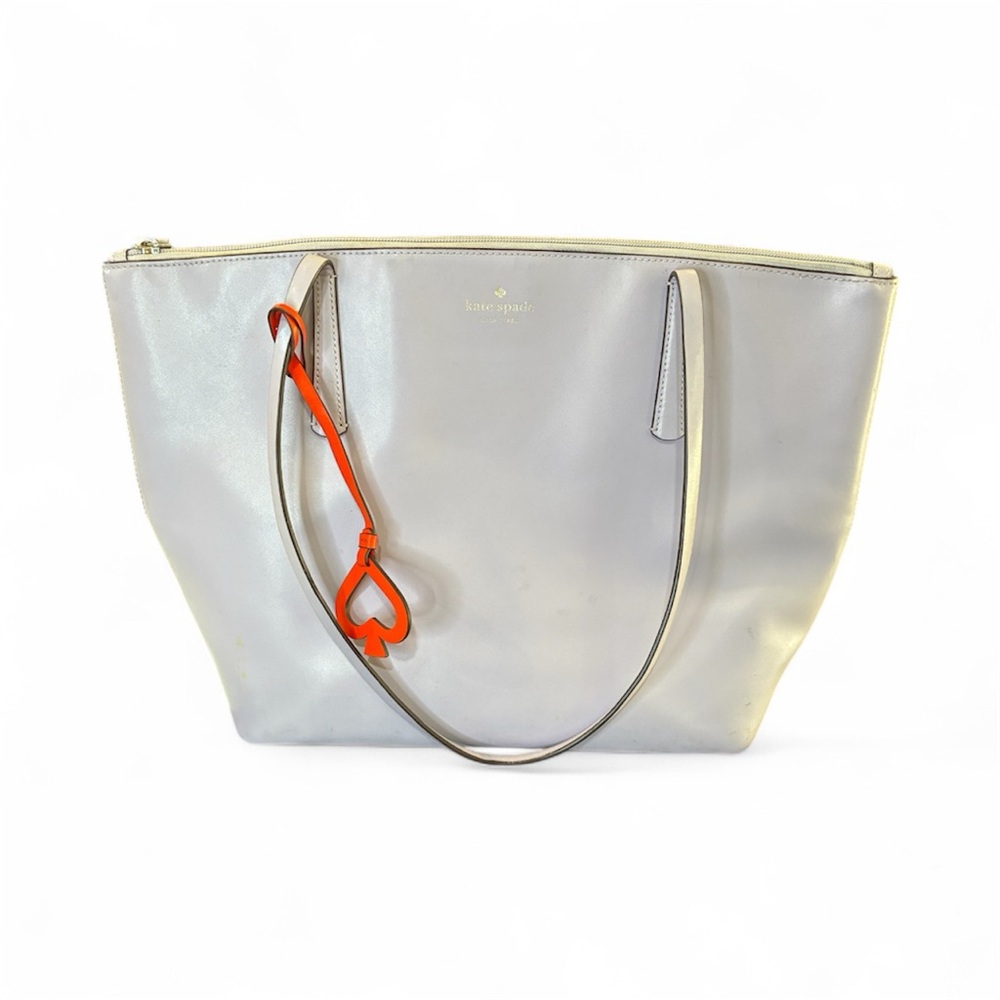 Kate Spade Metallic lavender Tote with Orange Accent